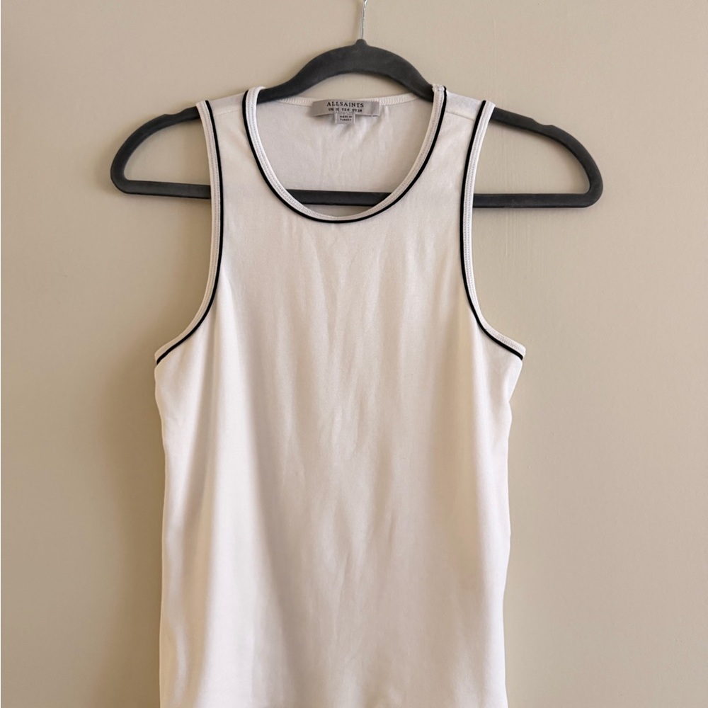 ALLSAINTS White Tank Top With Contrast Detail US 6